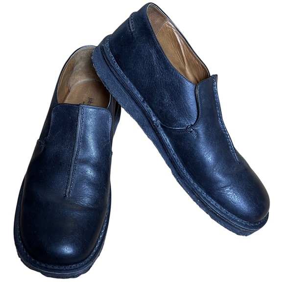 John Varvatos Black Leather Slip-On Shoes – Made in Italy – Crepe Sole - Size 10 - Picture 5 of 13